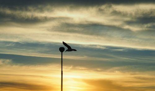 Low angle view of cloudy sky at sunset