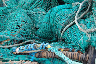 Full frame shot of fishing net in sea