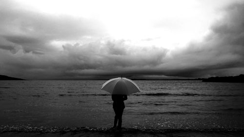 Scenic view of sea against cloudy sky