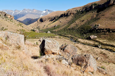 Scenic view of land against sky