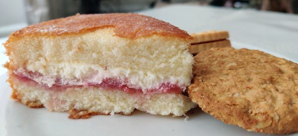 Close-up of dessert in plate on table