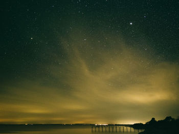 Scenic view of sea against sky at night