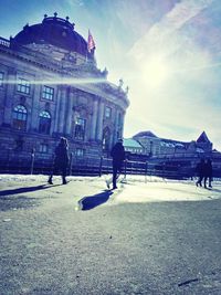 People in front of building