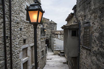 Street light by old building