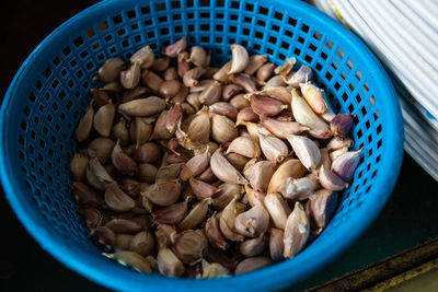 High angle view of fruits in bowl