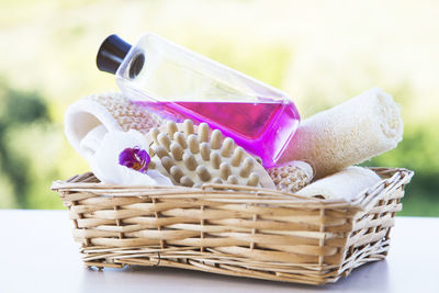 Close-up of wicker basket