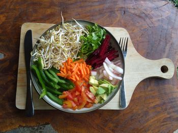 High angle view of food on table