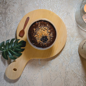 High angle view of food on table