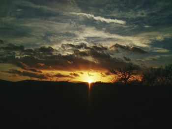 Silhouette of landscape at sunset