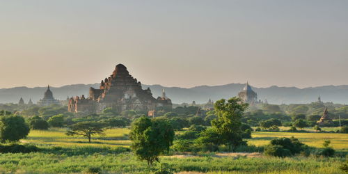 Bagan temples at sunset. mandalay region, myanmar