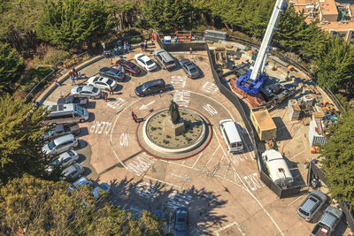 High angle view of cars on road