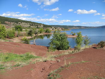 Scenic view of lake against sky