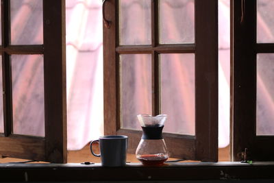 Close-up of coffee cup on table