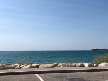 Scenic view of sea against clear sky