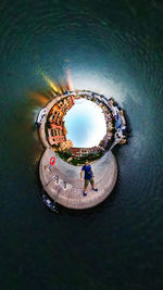 High angle view of people reflection in water