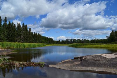 Scenic view of lake against sky