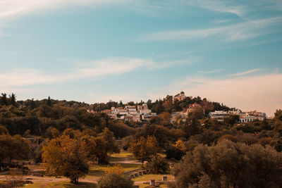 High angle view of townscape against sky