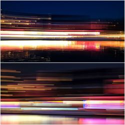 Light trails on road at night