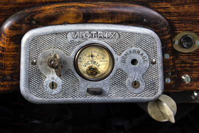 Close-up of old telephone booth