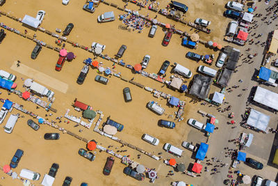 High angle view of people in amusement park