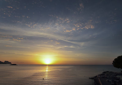 Scenic view of sea against sky at sunset