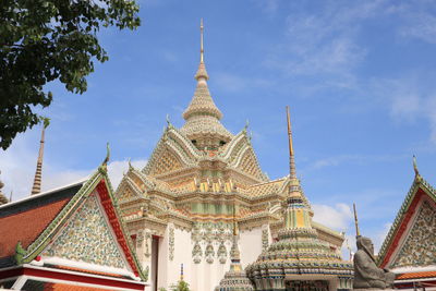 Low angle view of temple building against sky