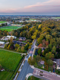 High angle view of townscape against sky