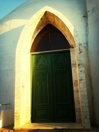 Closed door of building