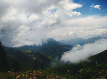 Scenic view of mountains against sky