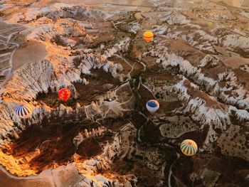 High angle view of hot air balloons