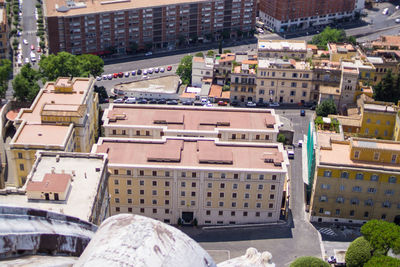 High angle view of buildings in city