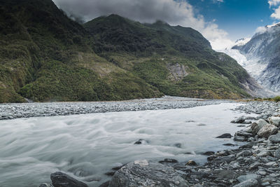 Ice cold glacial melted river