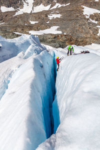 People on snow covered mountain