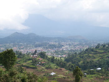 High angle view of townscape against sky