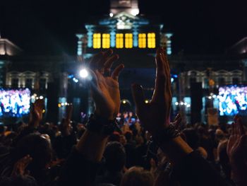 High angle view of people in concert