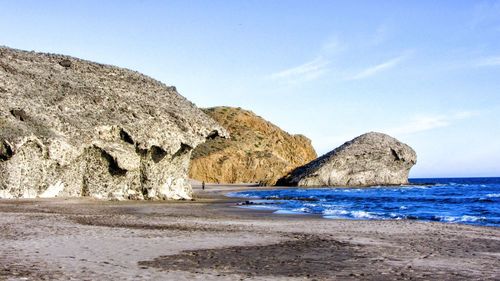 Rock formations on monsul bach. cabo de gata nijar natural park. almería. spain