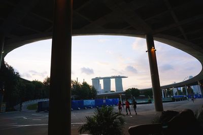 People walking in amusement park