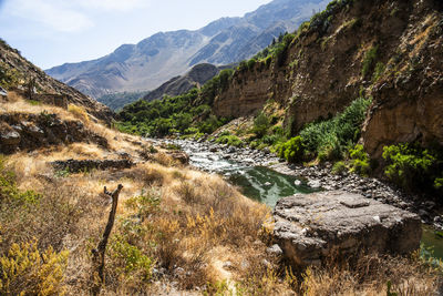 Scenic view of mountains against sky