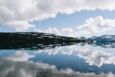 Reflection of clouds in calm sea