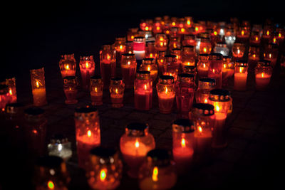 Many burning lanterns in memory of the fall of vukovar in the war. 