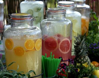 Close-up of drink served on table