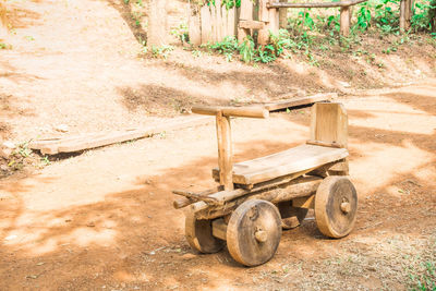 Old abandoned truck on field