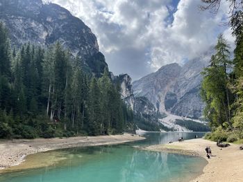 Panoramic view of lake against mountain