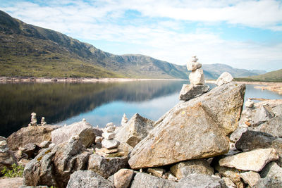 Scenic view of lake against sky