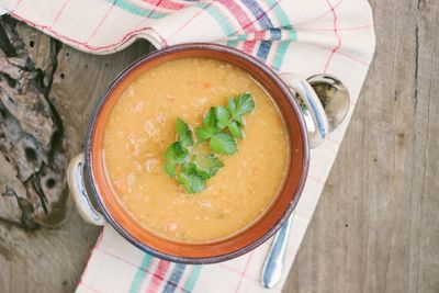 Directly above shot of food in plate