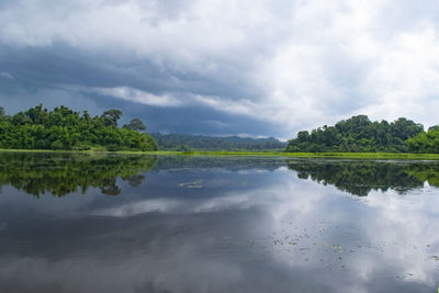 Scenic view of lake against sky