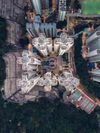 High angle view of buildings in city