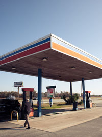 Built structure on road against clear sky