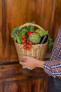 Organic bio local food delivery, zero waste, eco-friendly concept. produce from orchard in hands