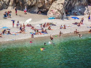 People enjoying in sea